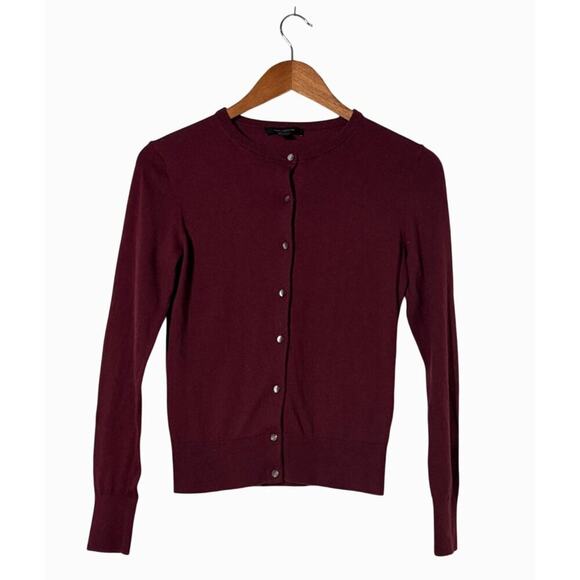 Ann Taylor Womens XS Cardigan Sweater Burgundy With Button Front Closure - Picture 1 of 8